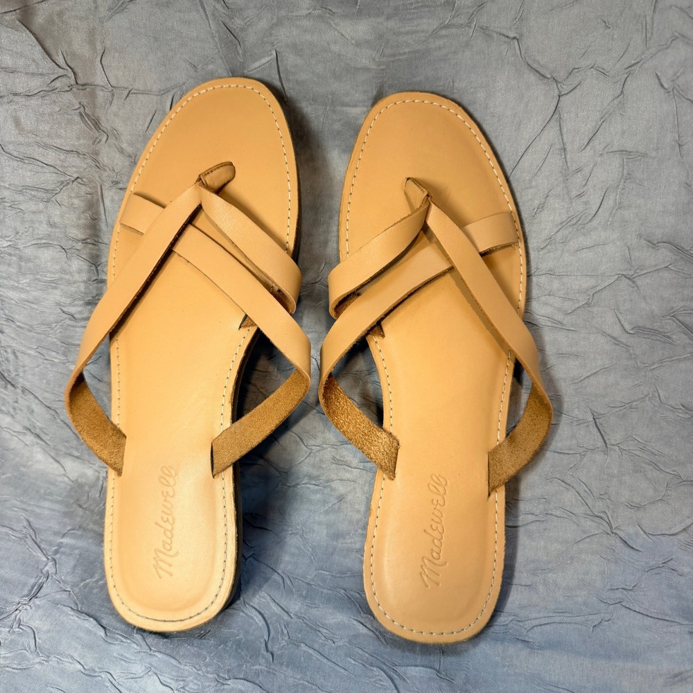 Madewell Ashen Sand Broadwalk Strapy Sandals Leather Tan Womens Sz 10